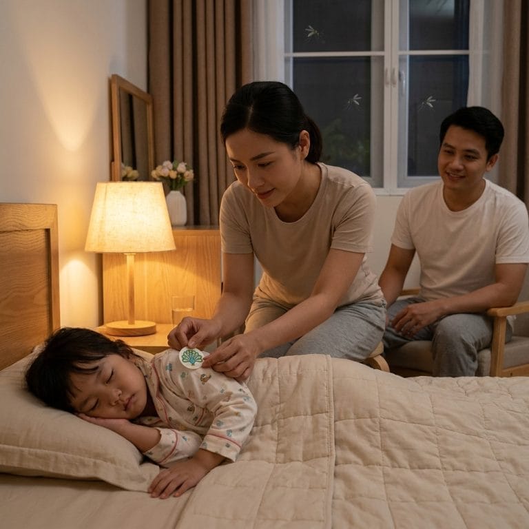 Gia đình sử dụng tinh dầu sả để hỗ trợ chống muỗi cho trẻ nhỏ