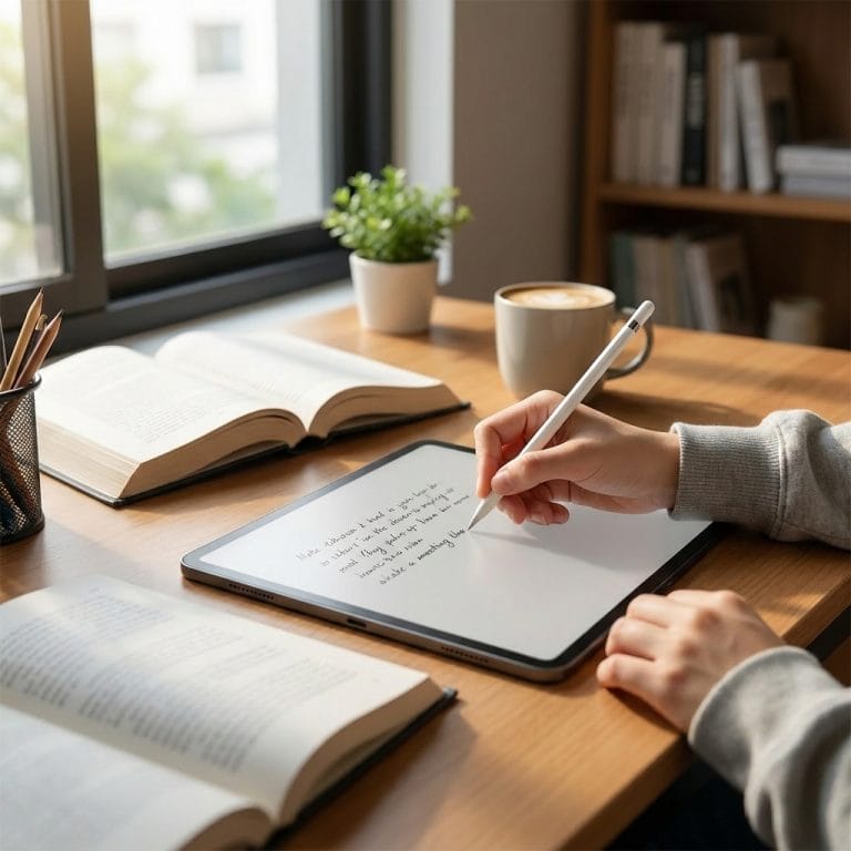 Người dùng ghi chú trên iPad với miếng dán paperlike nam châm