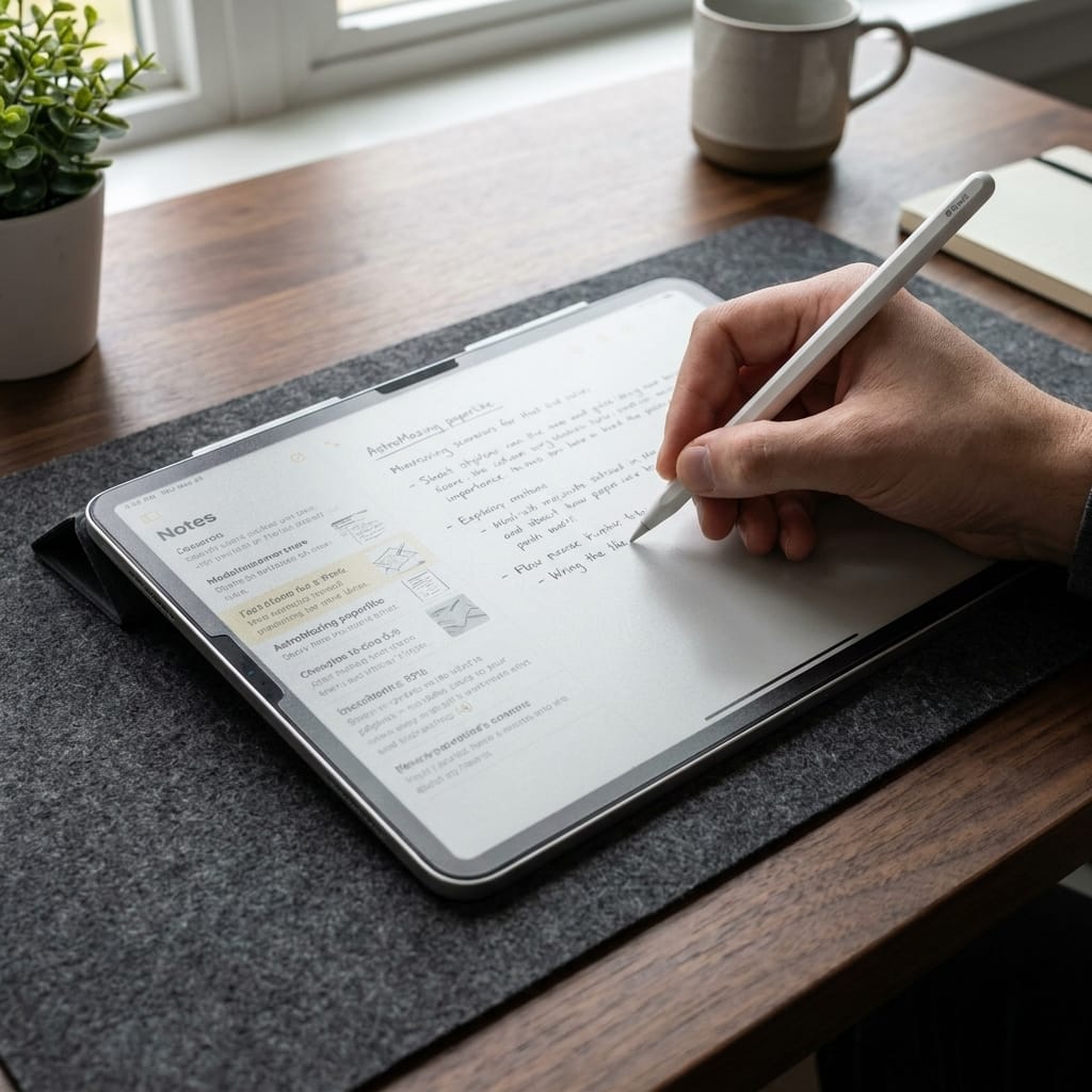 Apple Pencil viết trên miếng dán paperlike AstroMazing cho iPad Pro 11