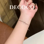 Set vòng cổ và vòng tay đá hồng tim nơ DECOCO ACC 6
