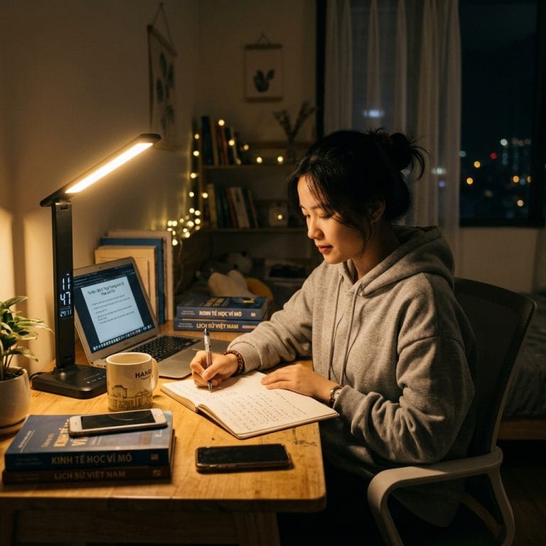 Đèn học LED ánh sáng dịu giúp giảm mỏi mắt khi học ban đêm