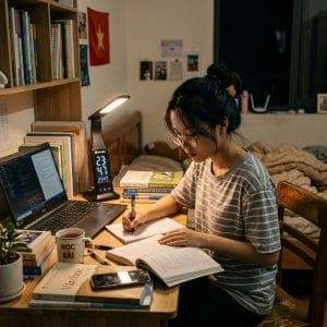 Đèn học LED Taiyoken 10000mAh sử dụng trên bàn học ban đêm