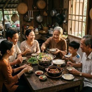 Bữa cơm quê miền Tây với món ăn truyền thống và không khí gia đình
