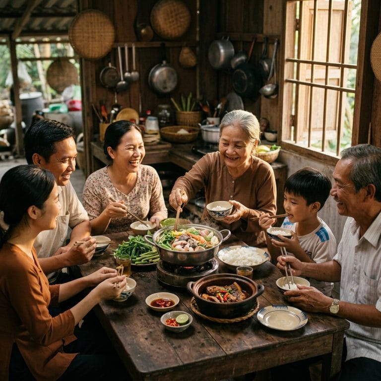 Bữa cơm quê miền Tây với món ăn truyền thống và không khí gia đình