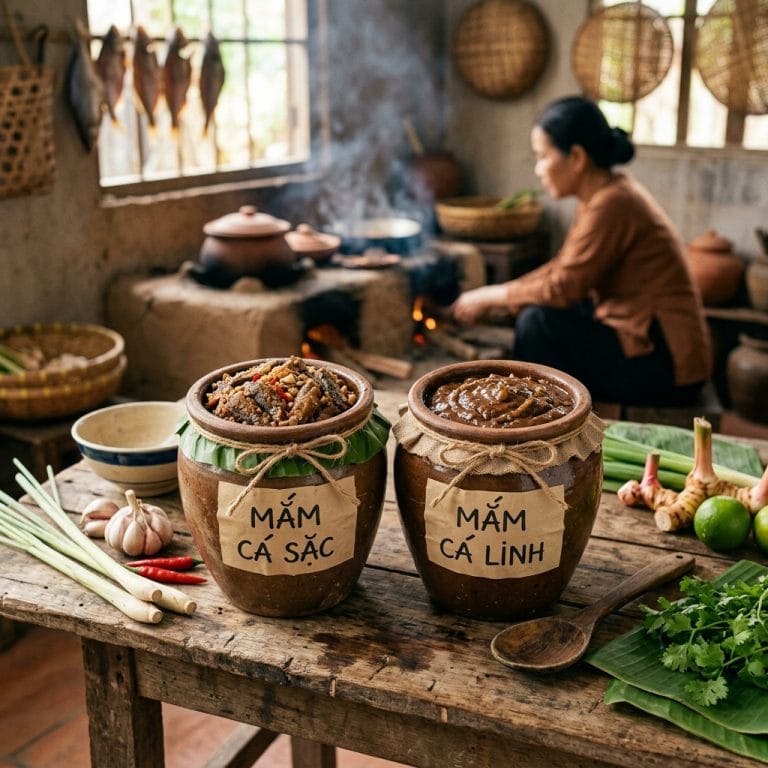 Mắm cá sặc và mắm cá linh truyền thống miền Tây đặt cạnh nhau