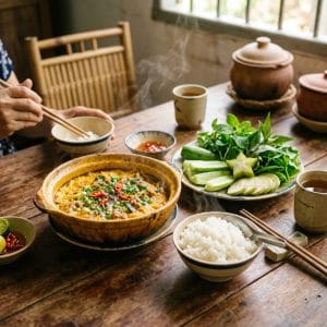 Mắm cá sặc chưng thịt miền Tây ăn cùng cơm nóng gia đình